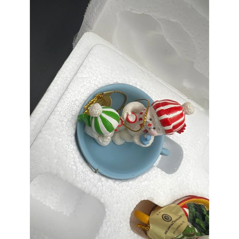 Thomas Kinkade Sweet Tea Christmas Ornament Set of 3 Bradford Exchange COA 2011
